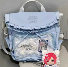 JIAERDI Aesthetic Japanese Style Itabag For Women Kawaii Large Capacity Schoolbag Harajuku Blue Bow Shoulder Bag Female Y2k Bag