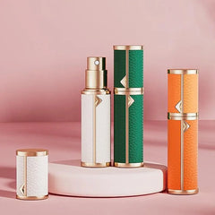 PU Leather Perfume Bottle Lychee Pattern Empty Cosmetic Container Bottom Filling Refillable Parfume Atomizer Bottle Woman