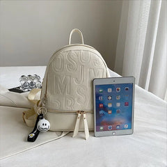 Letter Empaistic PU Leather Small Backpacks Women Anti-theft Travel Backpack Cute Pendant Girls School Bag Female Knapsack 2023