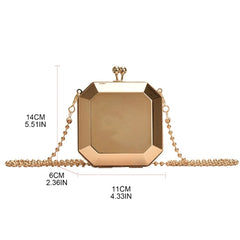 Mini Luxury Gold Party Evening Clutch Women Fashion Small PVC Box Crossbody Bag Female Dating Shoulder Bag Shopping Handbag