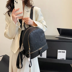 Letter Empaistic PU Leather Small Backpacks Women Anti-theft Travel Backpack Cute Pendant Girls School Bag Female Knapsack 2023