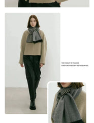Knitted Gray Striped Scarf Warm Winter Male Female Couples 165*29cm