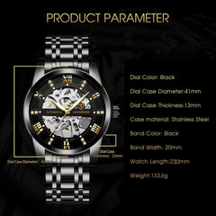 A  Watches for Man Automatic Mechanical Watches Self Winding Man Watch with Stainless Steel Strap Business Watches Gift for Men