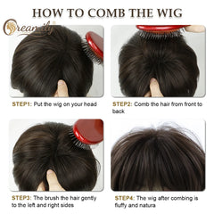 8" Black Wigs for Women Pixie Cut Wigs Synthetic Short Pixie Wigs with Bangs Wefted Wig Caps