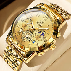Watches for Men Classic with Date Business Dress Luxury Digital Gold/Black/Blue Waterproof Luminous Mens Wrist Watches Analog Two Tone Stainless Steel Male Reloj Para Hombre