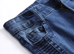 Boy'S Stylish Moto Biker Skinny Ripped Wrinkled Stretch Fit Denim Jeans