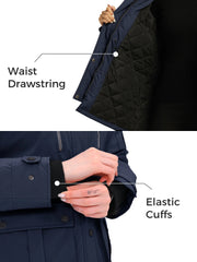 Women'S Winter Coat Thicken Hooded Winter Jacket Quilted Waterproof Jacket Navy M