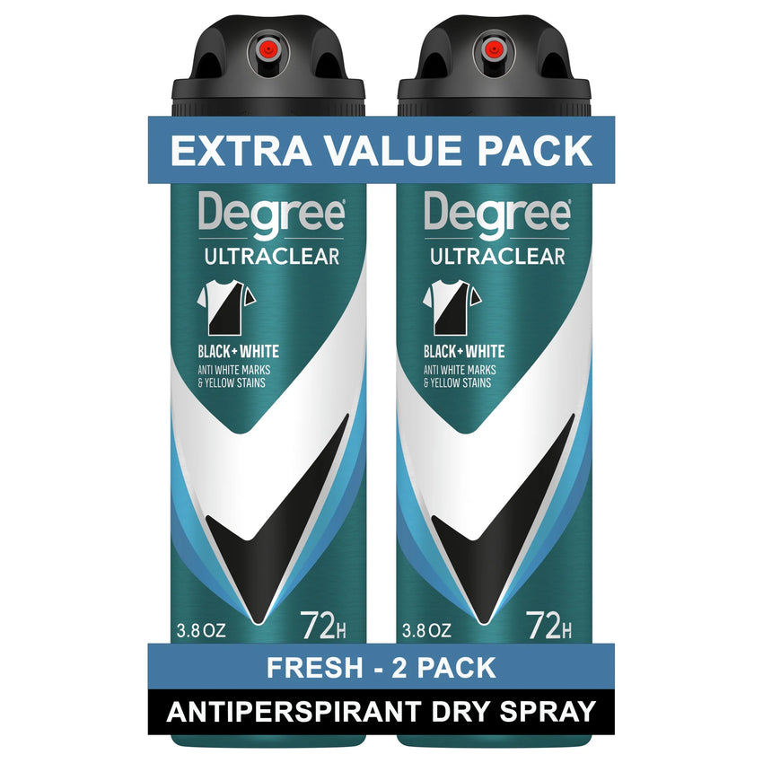 Ultra Clear Long Lasting Men'S Antiperspirant Deodorant Dry Spray Twin Pack, Fresh, 3.8 Oz