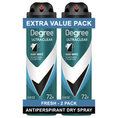 Ultra Clear Long Lasting Men'S Antiperspirant Deodorant Dry Spray Twin Pack, Fresh, 3.8 Oz