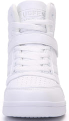 Womens High Top Sneakers with Hidden Wedge Heel Ankle Support 2 Inch Height Increase 80S Retro Casual Boots