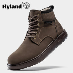 FLYLAND Fashion Men‘s Chukka Boots Casual Handmade Genuine Leather Men Shoes Anti-Slip Male Ankle Boot