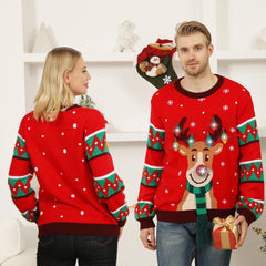 Ugly Christmas Sweater for Women Men,Light up Christmas Sweater,Funny Unisex Reindeer Xmas Ugly Sweaters for Couples