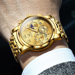 Watches for Men Classic with Date Business Dress Luxury Digital Gold/Black/Blue Waterproof Luminous Mens Wrist Watches Analog Two Tone Stainless Steel Male Reloj Para Hombre