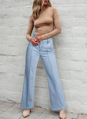 Women'S Casual Wide Leg Jeans Boyfriend Baggy High Waist Denim Pants with Pockets