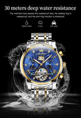 Men Automatic Watch Skeleton 5 Hands Mechanical Classic Luxury Multi Calendar Stainless Steel Waterproof Wrist Watch for Men