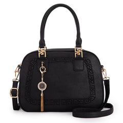 Small Top Handle Purse for Women Crossbody Satchel Handbag Barrel Bag, Black