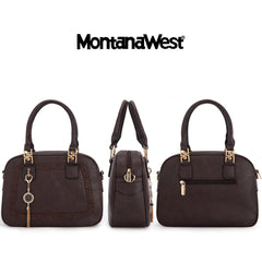 Small Top Handle Purse for Women Crossbody Satchel Handbag Barrel Bag, Coffee