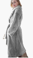 Faux Fur Furry Long Coat Women With Belt Thickened Warm Turndown Collar Female Plush Jacket Autumn Winter Fashion Lady Overcoat