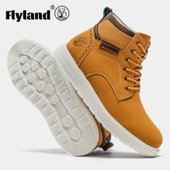 FLYLAND Fashion Men‘s Chukka Boots Casual Handmade Genuine Leather Men Shoes Anti-Slip Male Ankle Boot