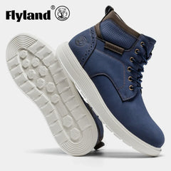 FLYLAND Fashion Men‘s Chukka Boots Casual Handmade Genuine Leather Men Shoes Anti-Slip Male Ankle Boot