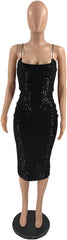 Summer Dress for Women Beach Bodycon Boho Date Night Prom Party Sequin Shining Elegant Dresses for Women Birthday Outfits Black