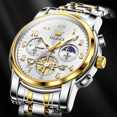 Watches for Men Classic with Date Business Dress Luxury Digital Gold/Black/Blue Waterproof Luminous Mens Wrist Watches Analog Two Tone Stainless Steel Male Reloj Para Hombre
