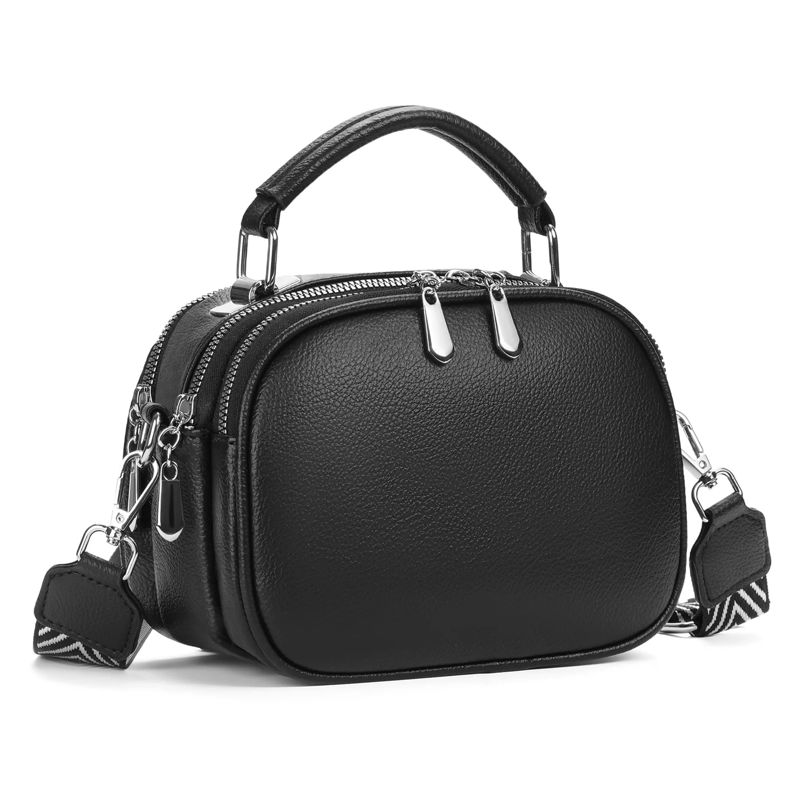 Crossbody Bag for Women Crossbody Purses, Small Genuine Leather Cross Body Bag Shoulder Purse with Triple Top Zipper