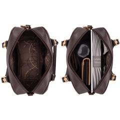 Small Top Handle Purse for Women Crossbody Satchel Handbag Barrel Bag, Coffee