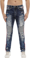 Jeans for Men Skinny Jeans Men Ripped Distressed Denim Jeans Destroyed Slim Fit Jeans Elastic Cool Denim Pants Blue Red
