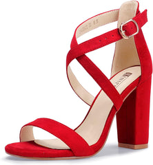 Women'S Chunky High Heel Sandal Strappy Open Toe Ankle Strap Dress Shoes for Women Bridesmaid Ladies in Wedding Bridal Evening Homecoming Prom