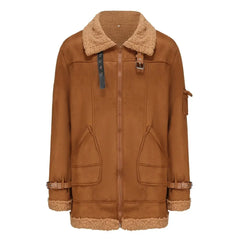 2024 winter men's thickened thermal lapel winter jacket medium and long thick coat fleece coat coat